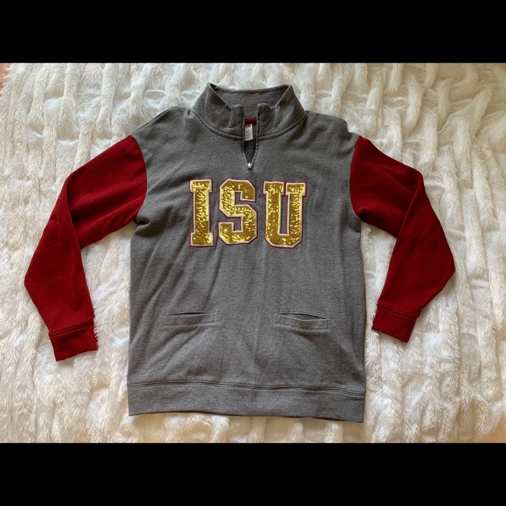 Victoria secret pink oversized zip crew Iowa state